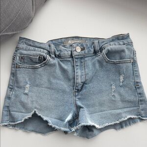 Tractr Light Blue Distressed Jean Shorts